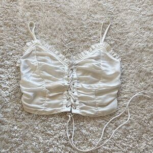 Elegant White Lace-Up Women's Top